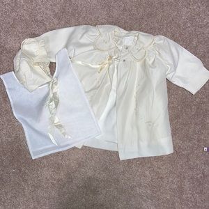 Gorgeous vintage homemade christening baptism gown set unisex